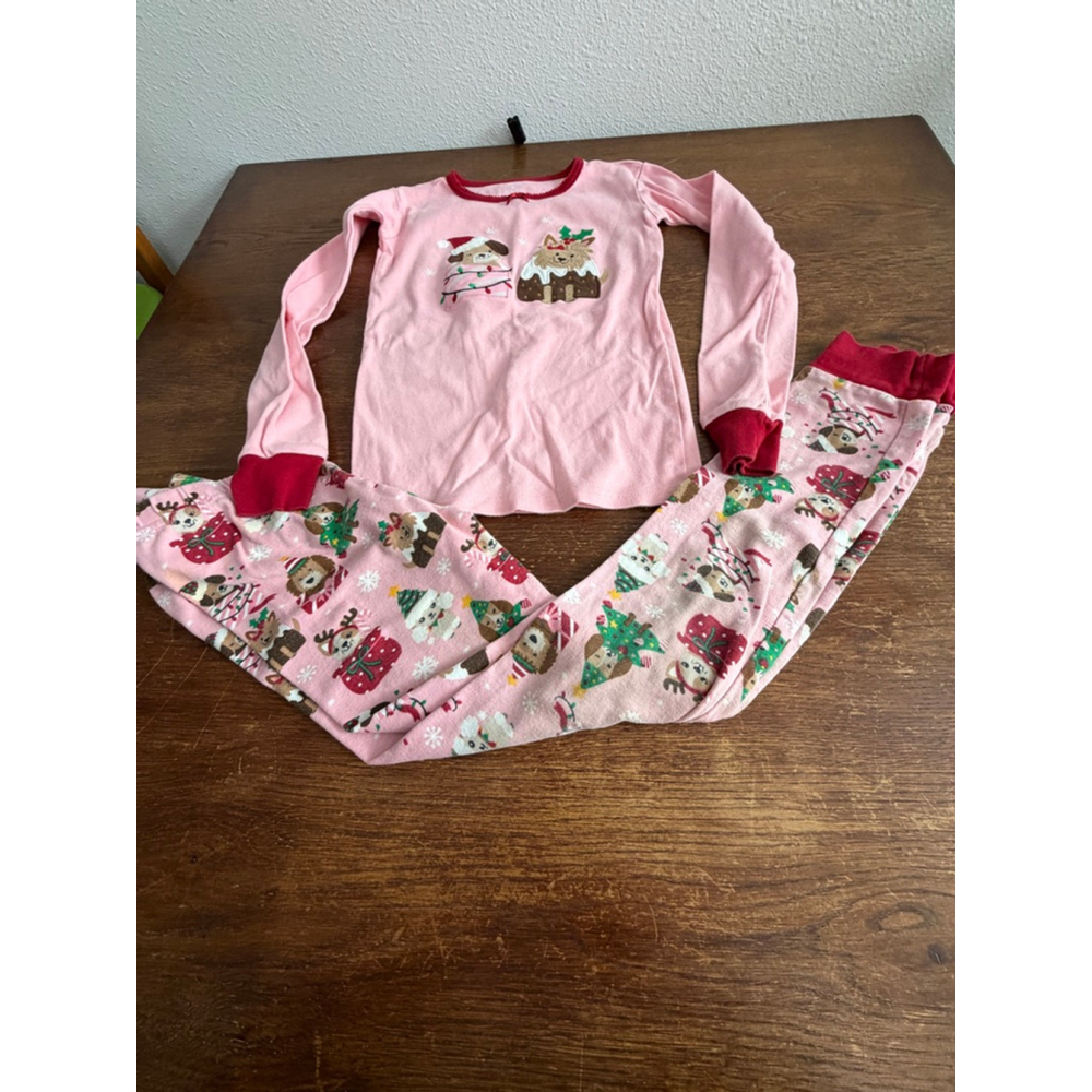 Gymboree Christmas Pajamas Girls Size 10 Pink Holiday Dog 2 Piece Set